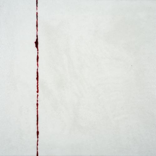 picure of line of blood in snow